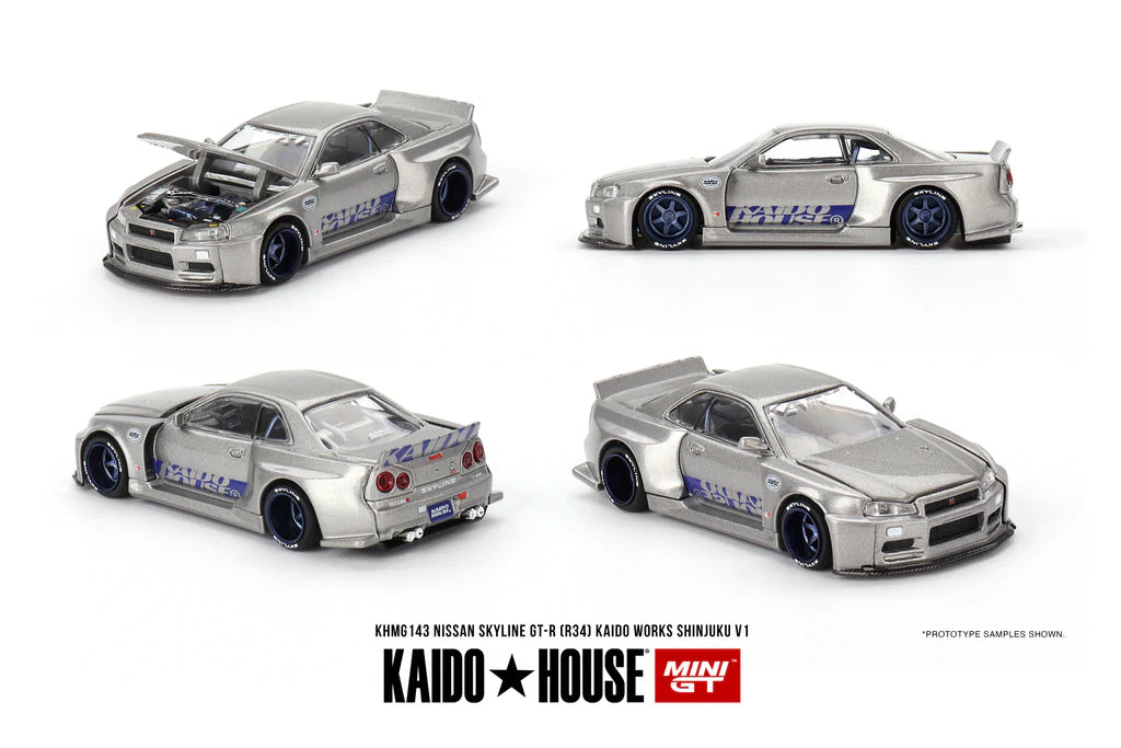 CHANCE OF CHASE - Kaido House Mini GT Nissan Skyline GTR R34 Shinjuku V1 Silver