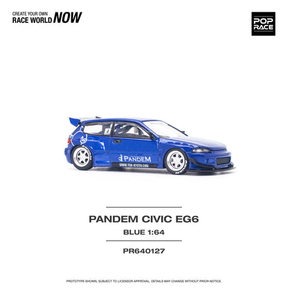 POP Race Honda Civic EG6 Pandem Widebody Metallic Blue 1:64 Diecast Model Car