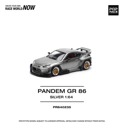 POP Race Toyota GR86 Pandem Widebody Kit Silver/Black 1:64 Diecast Model Car AU