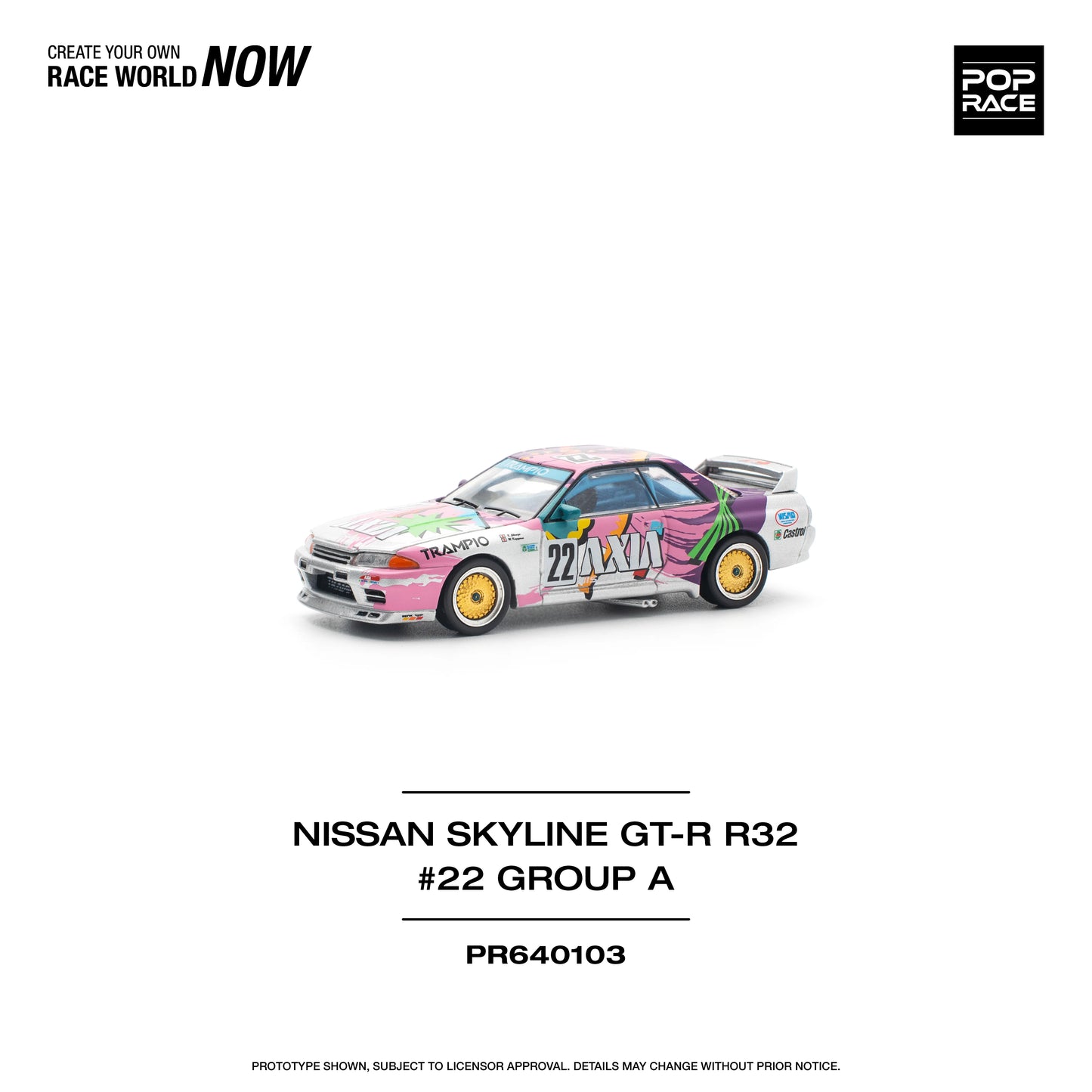 POP Race Nissan Skyline GT-R R32 #22 Group A AXIA Livery JTC 1991 1:64 Diecast