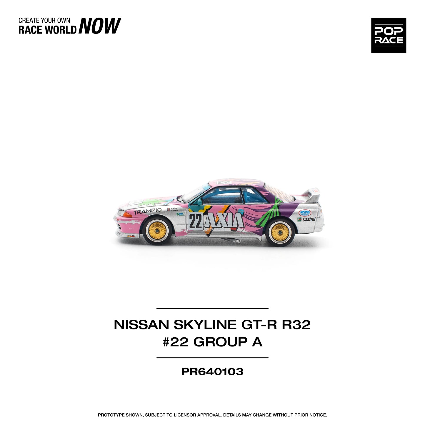 POP Race Nissan Skyline GT-R R32 #22 Group A AXIA Livery JTC 1991 1:64 Diecast
