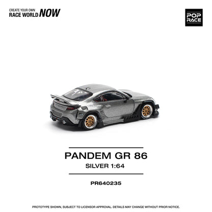POP Race Toyota GR86 Pandem Widebody Kit Silver/Black 1:64 Diecast Model Car AU