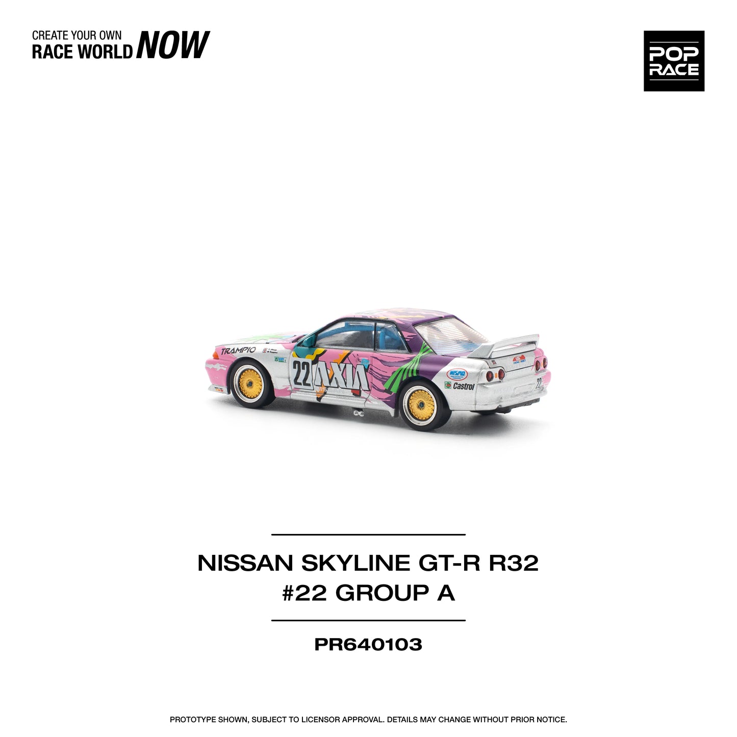 POP Race Nissan Skyline GT-R R32 #22 Group A AXIA Livery JTC 1991 1:64 Diecast