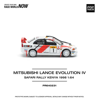 POP Race Mitsubishi Lancer Evo IV (4) #1 1998 Safari Kenya WRC Rally 1:64 Car