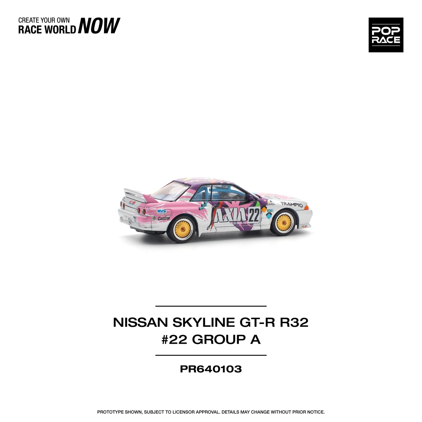 POP Race Nissan Skyline GT-R R32 #22 Group A AXIA Livery JTC 1991 1:64 Diecast