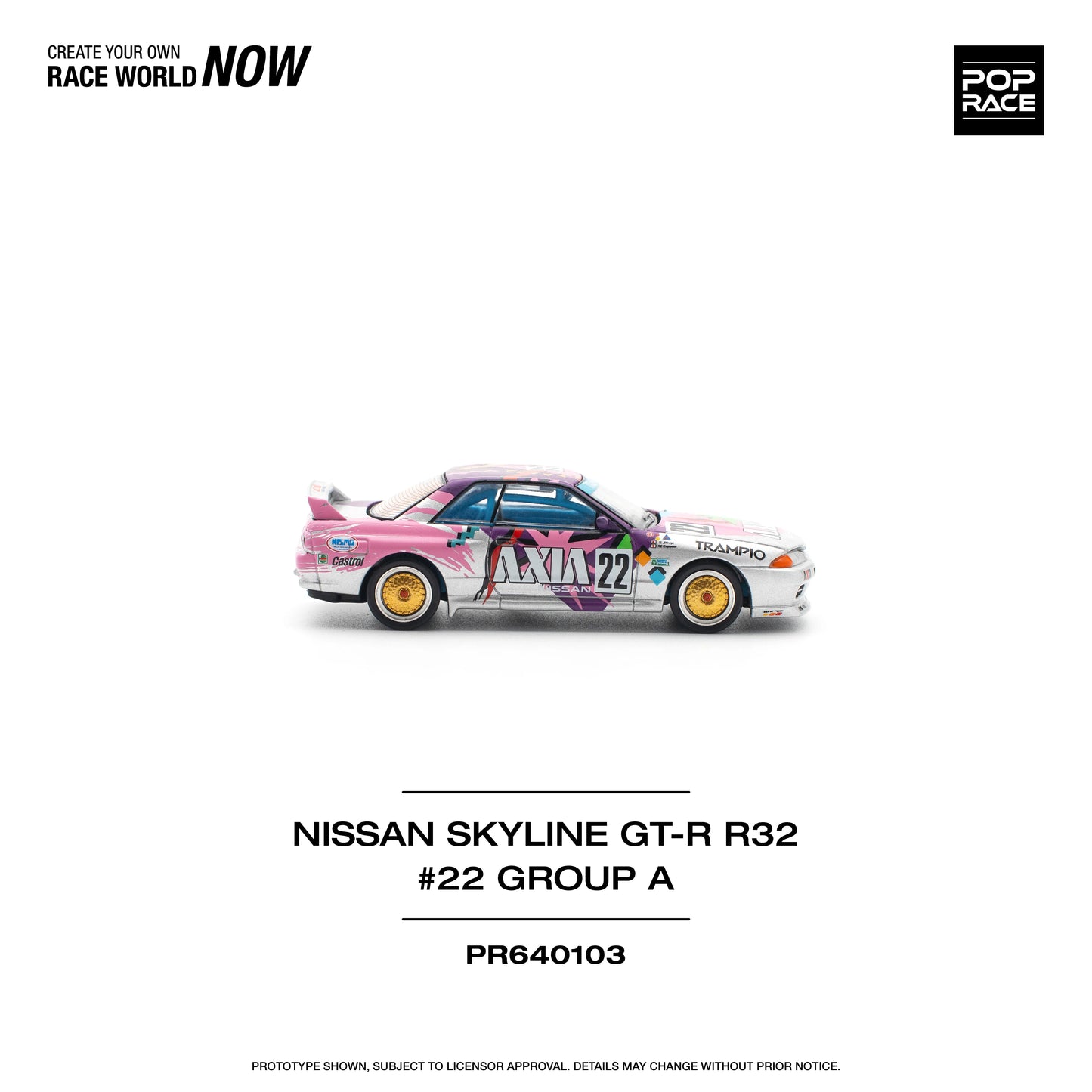 POP Race Nissan Skyline GT-R R32 #22 Group A AXIA Livery JTC 1991 1:64 Diecast