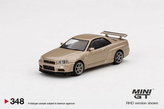 Mini GT Nissan Skyline GTR R34 MSpec Silica Breath Bronze 348 1/64 Diecast Car