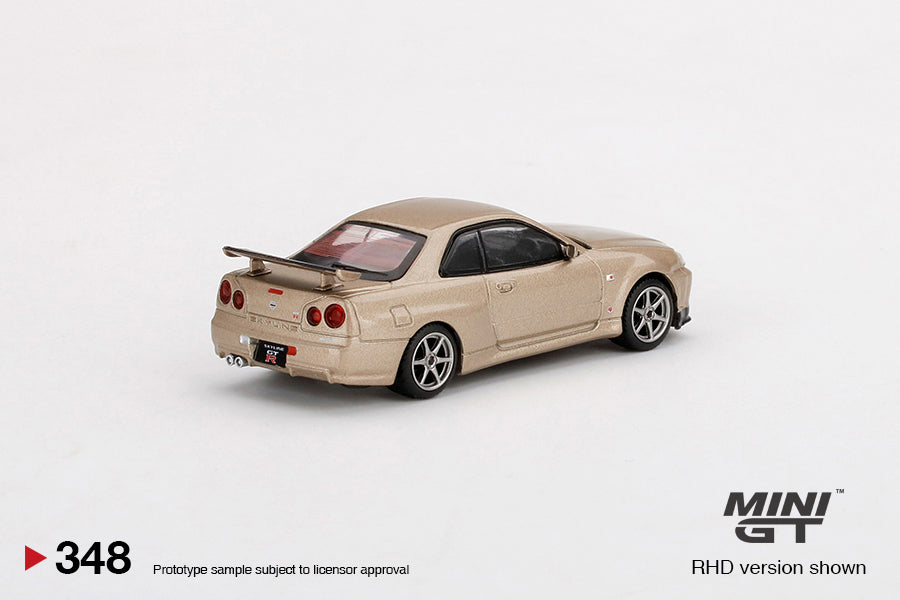 Mini GT Nissan Skyline GTR R34 MSpec Silica Breath Bronze 348 1/64 Diecast Car