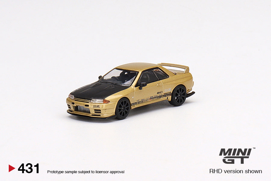 Mini GT Nissan Skyline R32 VR32 Top Secret Gold GTR #431 1/64 Diecast Model Car