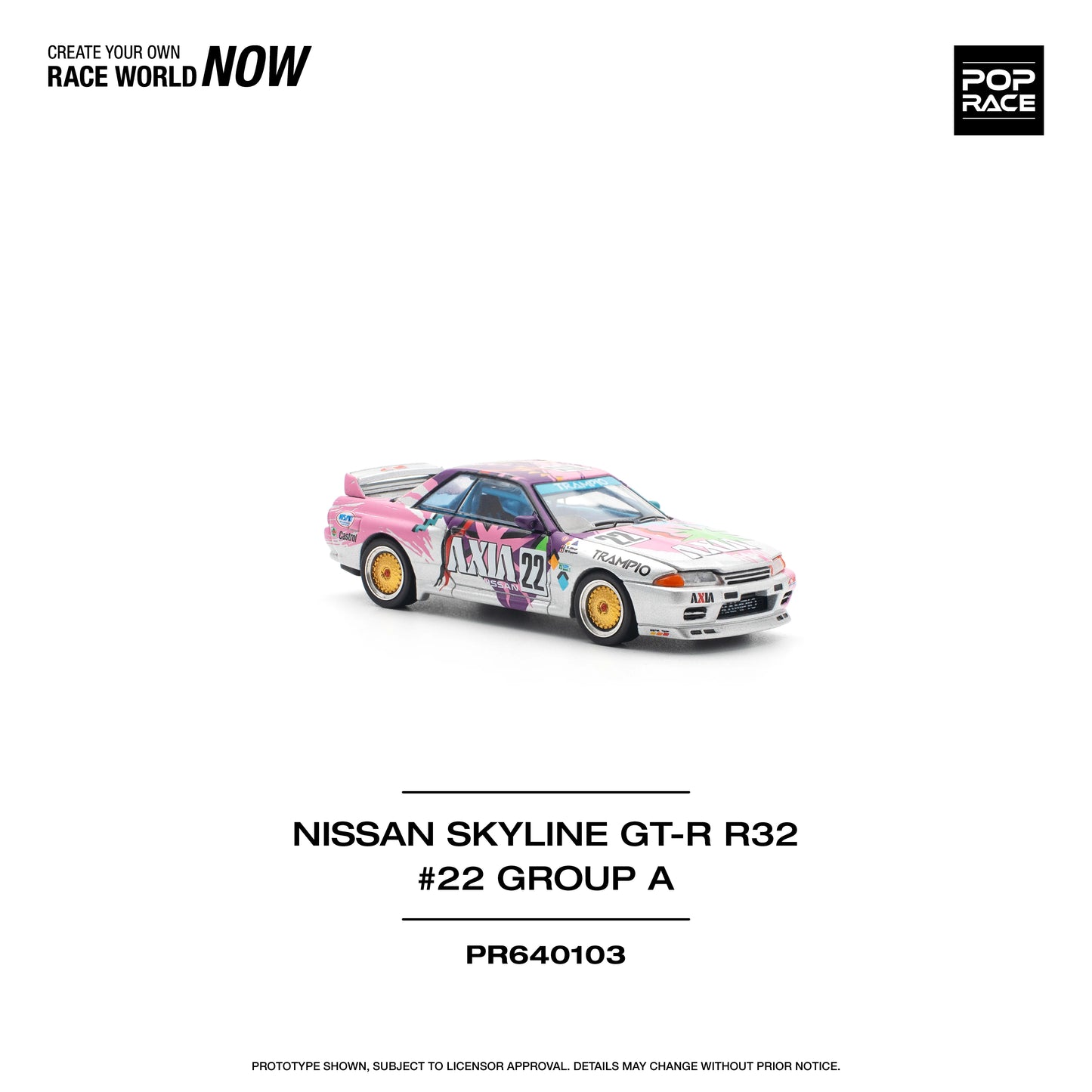 POP Race Nissan Skyline GT-R R32 #22 Group A AXIA Livery JTC 1991 1:64 Diecast