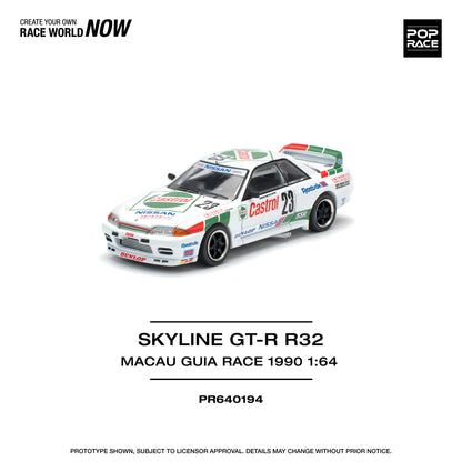 POP Race Nissan Skyline GT-R R32 Castrol Livery 1990 Macau Winner #23 1:64 Car