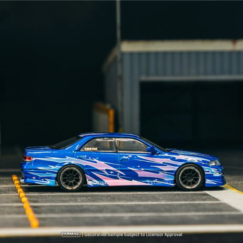 CHANCE AT CHASE - Tarmac Works TW Toyota Mark II JZX100 Vertex Blue/Pink Chaser