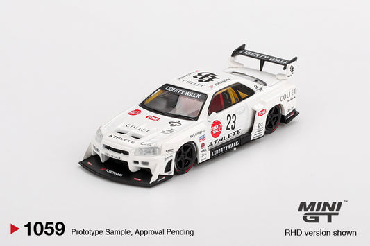 Mini GT Nissan Skyline LB-ER34 Super Silhouette Athlete/Collet Liberty Walk GTR