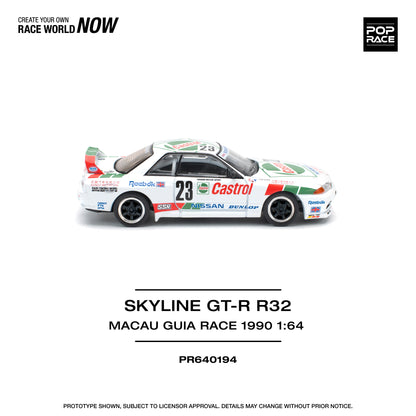 POP Race Nissan Skyline GT-R R32 Castrol Livery 1990 Macau Winner #23 1:64 Car