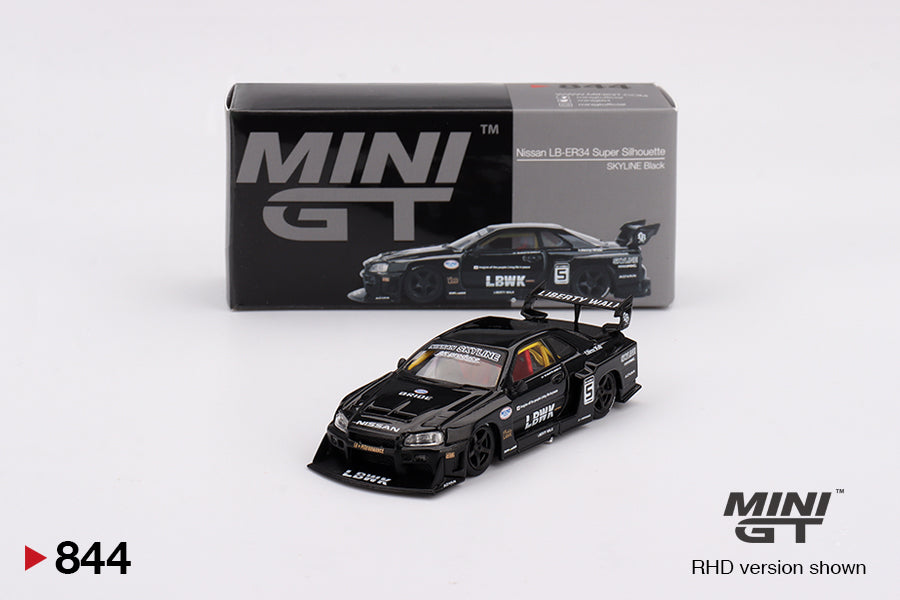 Mini GT Nissan Skyline LB-ER34 Super Silhouette Black R34 GTR 1:64 Diecast Car