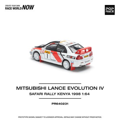 POP Race Mitsubishi Lancer Evo IV (4) #1 1998 Safari Kenya WRC Rally 1:64 Car