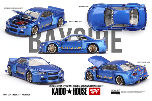 CHANCE OF CHASE - Kaido House MiniGT Nissan Skyline GTR R34 Shinjuku V2 Blue 158