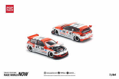 POP Race Honda Civic EG6 Pandem Idemitsu Motion Infinite Red/White 1:64 Diecast