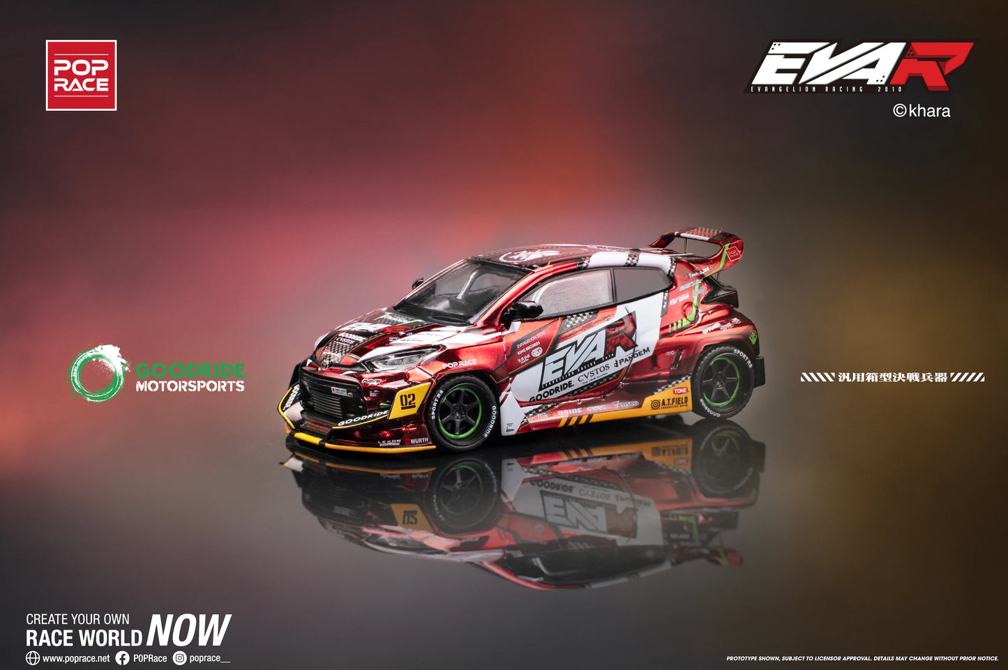 POP Race Toyota GR Yaris Eva RT Pandem Rocket Bunny Goodride Livery Model-02 Red