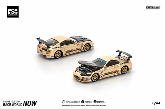 POP Race Toyota Supra MK4 (A80) Top Secret GT300 Smokey Nagata Chrome Gold 1:64