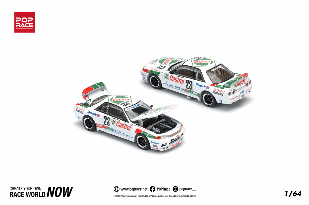 POP Race Nissan Skyline GT-R R32 Castrol Livery 1990 Macau Winner #23 1:64 Car