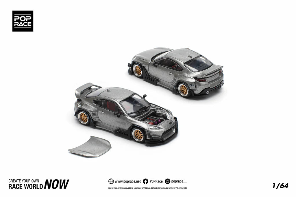 POP Race Toyota GR86 Pandem Widebody Kit Silver/Black 1:64 Diecast Model Car AU