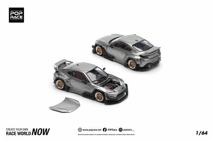 POP Race Toyota GR86 Pandem Widebody Kit Silver/Black 1:64 Diecast Model Car AU