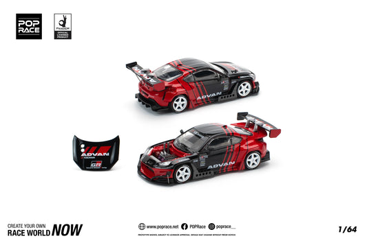 POP Race Toyota GR86 Pandem Kit HKS Advan GR Red Black 1:64 Diecast Model Car
