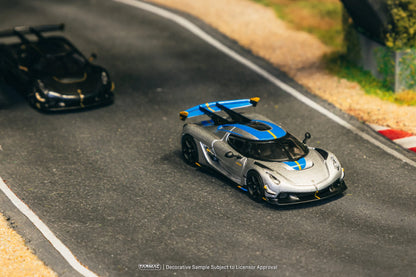 Tarmac Works TW Koenigsegg Jesko Attack Silver/Yellow/Blue 1:64 Diecast Model