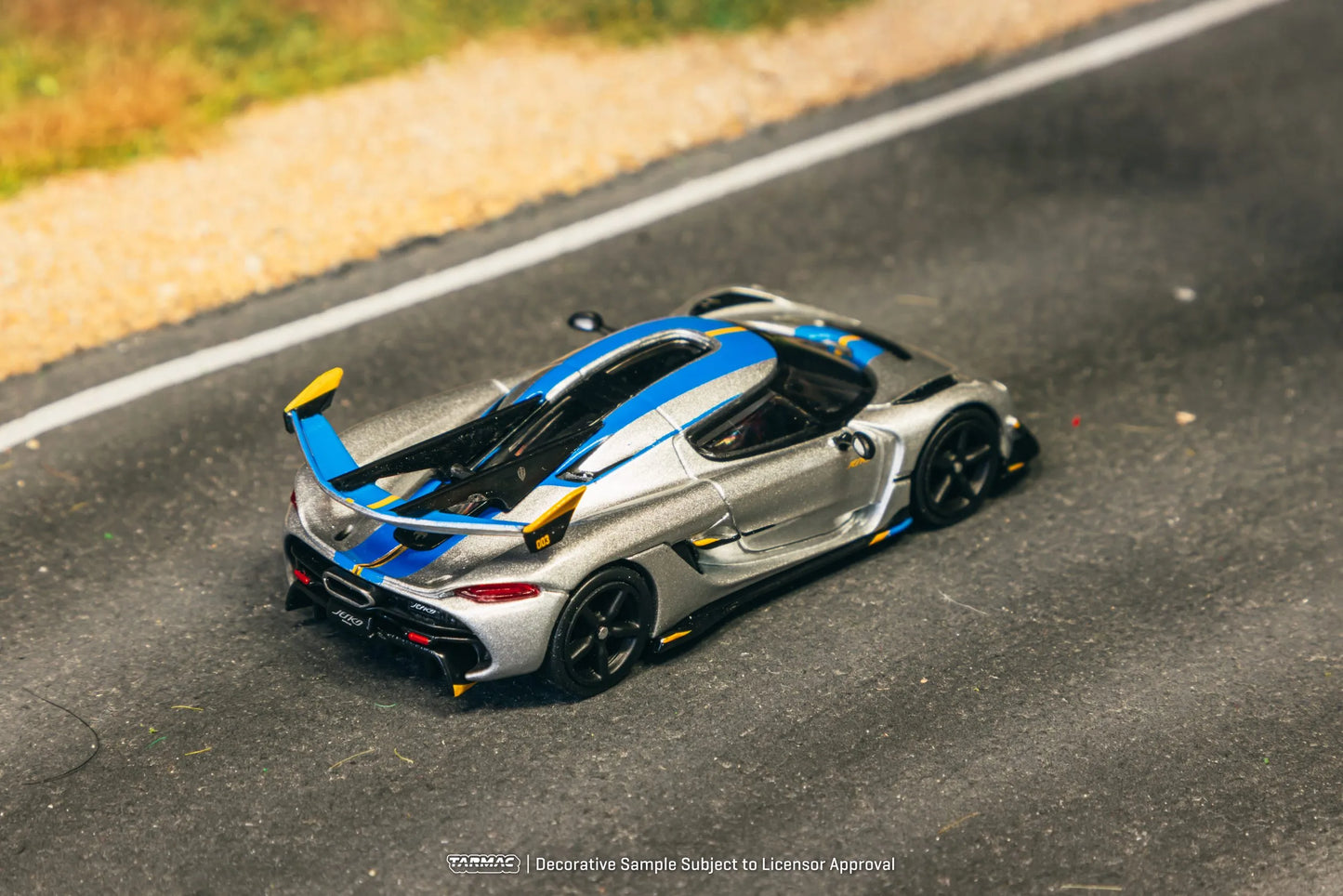 Tarmac Works TW Koenigsegg Jesko Attack Silver/Yellow/Blue 1:64 Diecast Model