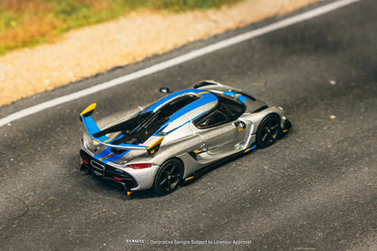 Tarmac Works TW Koenigsegg Jesko Attack Silver/Yellow/Blue 1:64 Diecast Model