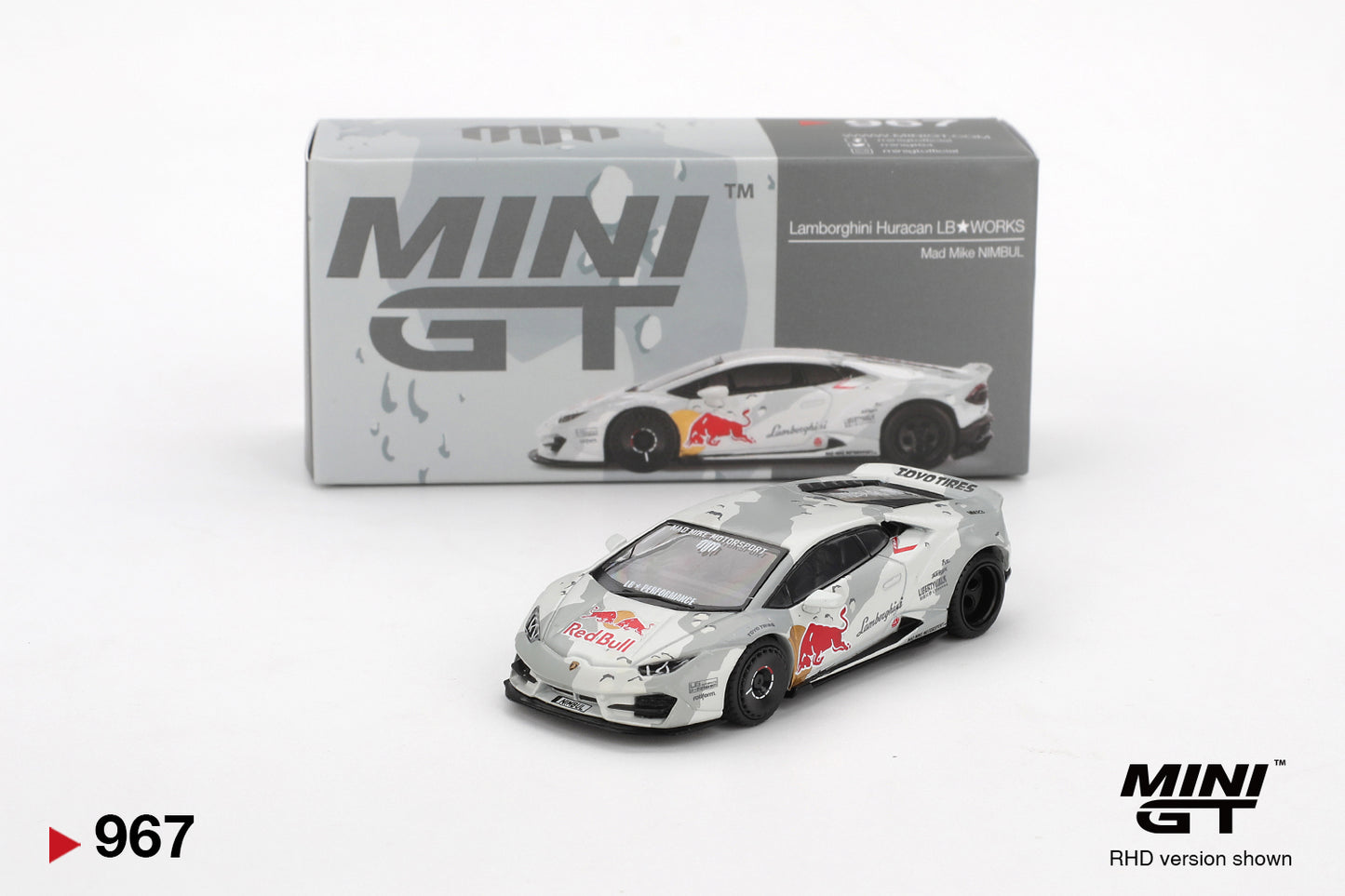 Mini GT Lamborghini Huracan LB Works Liberty Walk LBWK Mad Mike NIMBUL Redbull