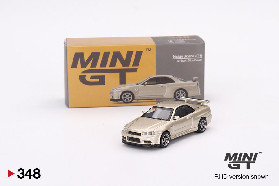 Mini GT Nissan Skyline GTR R34 MSpec Silica Breath Bronze 348 1/64 Diecast Car